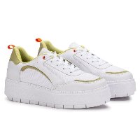 Tênis Plataforma Feminino Branco Verde Estilo Shoes