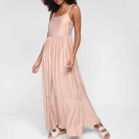 Vestido All Is Love Evasê Longo Liso - Nude