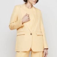 Blazer Alongado Reto Em Alfaiataria - Amarelo