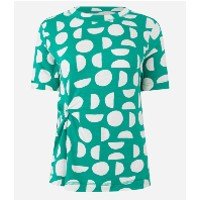 Blusa em Moletinho com Nó Lateral e Estampa Geométrica Verde