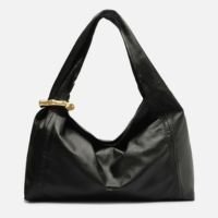 Bolsa Hobo Preta Arezzo Couro Grande Metal