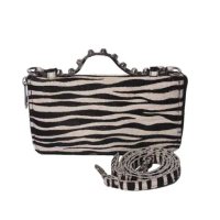 Clutch feminina pequena de couro zebra Ivete