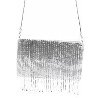 Bolsa De Festa Borla Diamante Feminina De Mão Cor Prateado