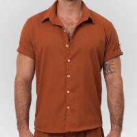 Camisa Linho Caramelo - Linha Exclusiva - Marrom