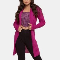 Max Cardigan Pink Tricot Casaco de Tricô Canelado Feminino