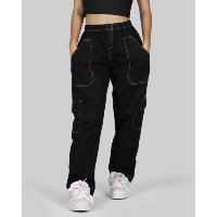 Calça DR7 Street Cargo Feminina - Preta/ Branca - Preto+Branco