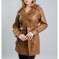 Sobretudo Feminino Trench Coat Casaco Longo Dialogo Jeans - Marrom