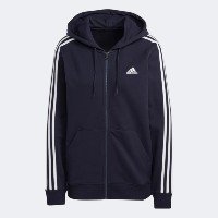 Moletom Adidas Top 3 Listras Com Capuz Feminino - Marinho+Branco