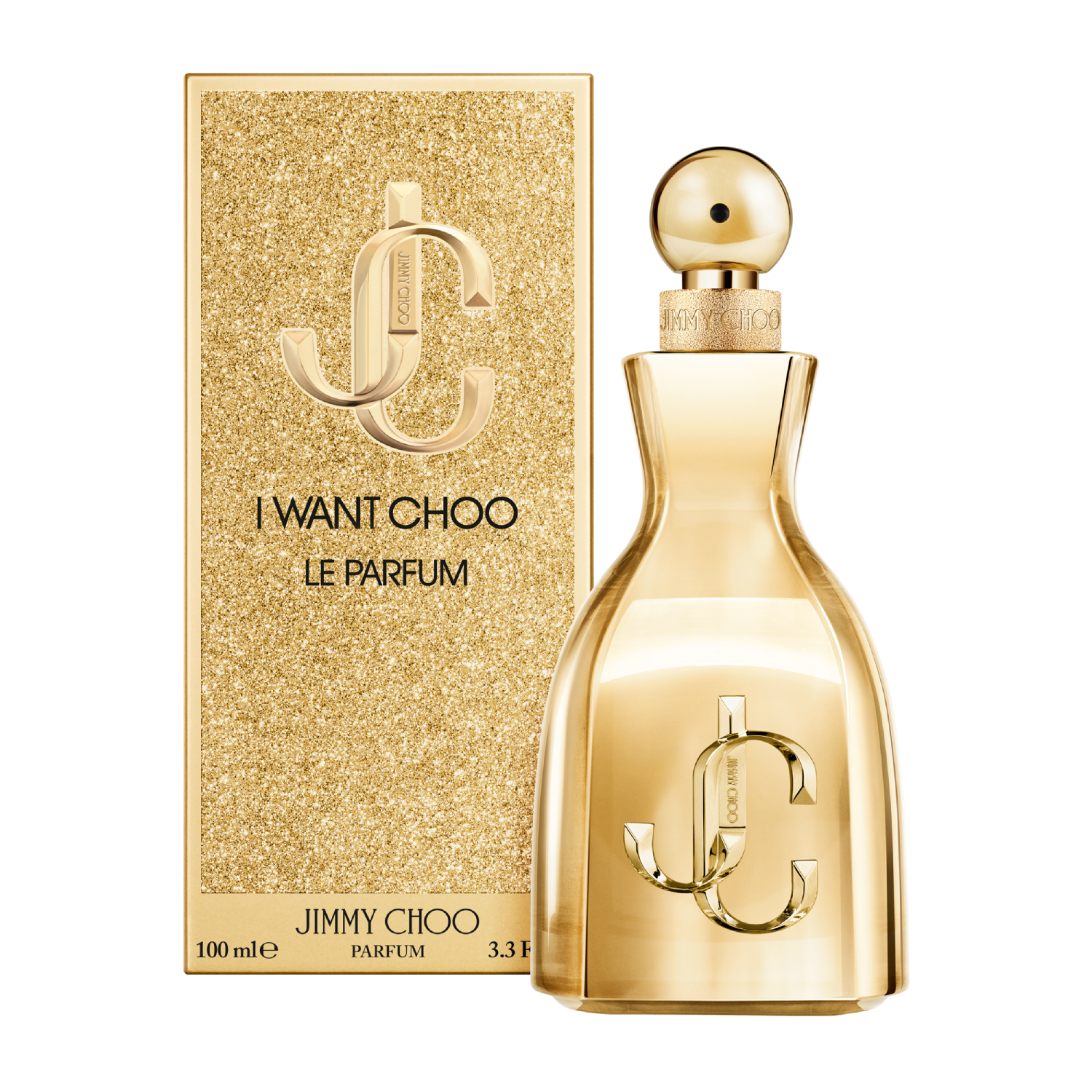 Frasco dourado do perfume 