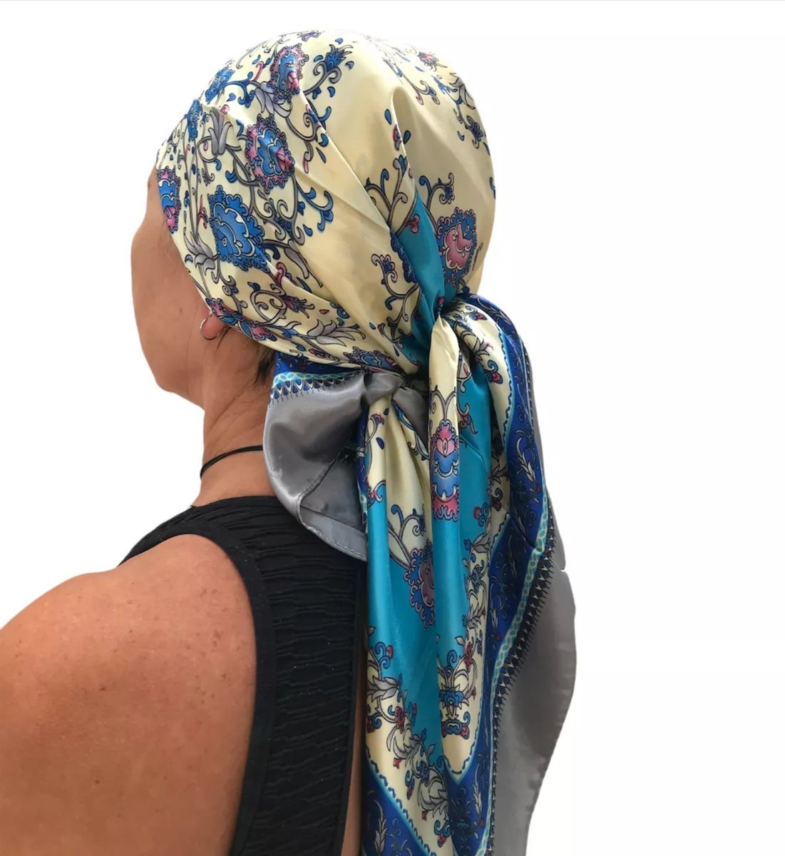 Bandana Feminina Lenço De Cetim Cabeça Pescoço 90x90