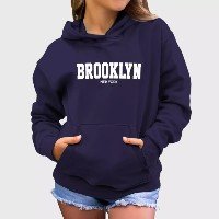 Moletom Estampado Feminino Brooklyn Canguru Blusa De Frio