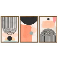 Conjunto Quadros Decorativos Abstrato Ondas Sem Vidro