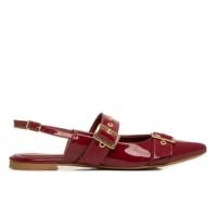 Sapatilha Slingback Burgundy Texturizada Fivelas