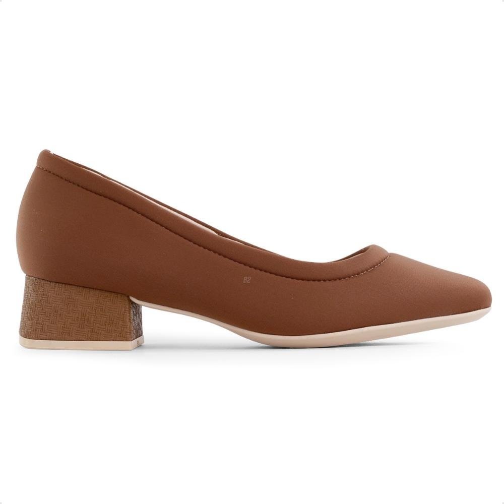 Scarpin Comfortflex Salto Bloco Feminino Marrom