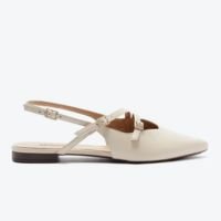 Sapatilha Slingback Bico Fino Duas Tiras Bege