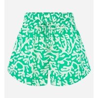 Saída de Praia Short em Chiffon com Estampa Algas Verde