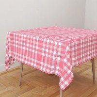 Toalha De Mesa Quadrada 4 Lugares Tecido Oxford Xadrez Rosa TL88