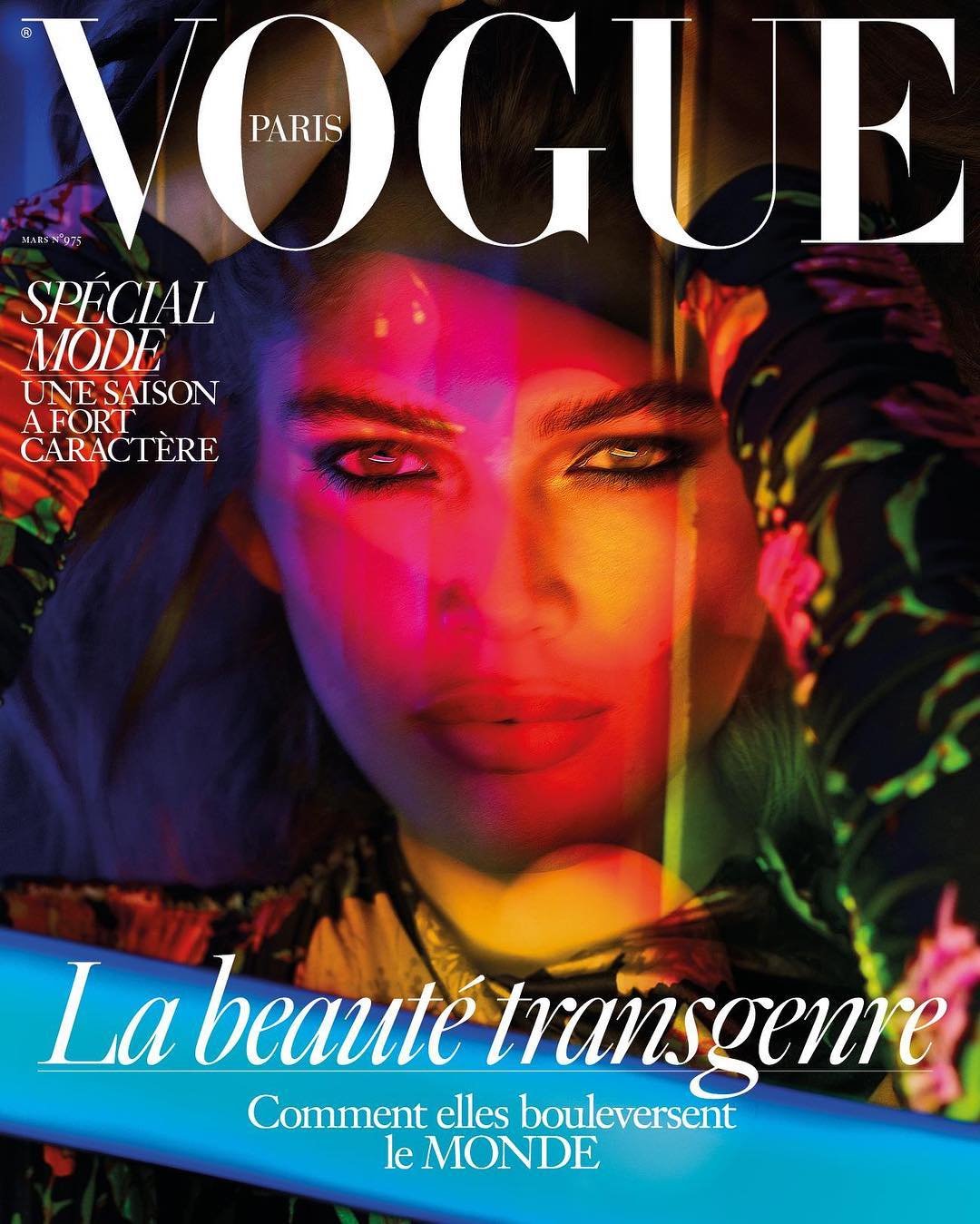 Capa da Vogue Paris com Valentina Sampaio destaca a diversidade e expressão na beleza.