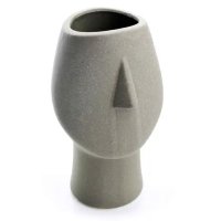 Vaso Decorativo Rosto Cinza Escuro em Cerâmica 25,5x26 cm