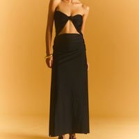 Vestido Midi sem Alça Ginger e La Sirene Lina Preto