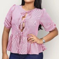 Blusa Bata Feminina Com Amarração Leve Tendência Blogueira