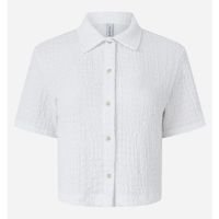 Camisa Texturizada com Gola Polo Branco