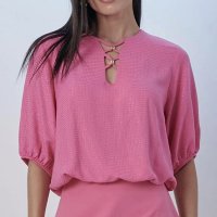 Blusa Cropped Detalhes Tais Smk Rosa Médio