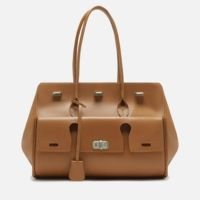 Bolsa Shopping Marrom Arezzo Couro Grande Bolso Recortes