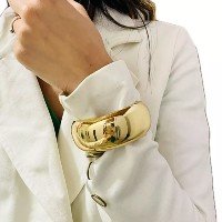 Pulseira Bracelete Grosso Feminino Dourado Liso Banhado