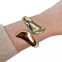 Pulseira Minimalista Grossa Bracelete Metal Dourado Elegante