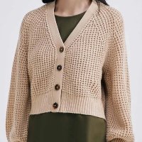 Casaco Cardigan Feminino Decote V Em Tricô