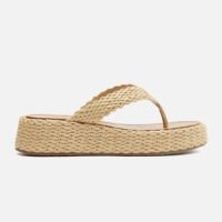 Tamanco Bege Palha Flatform Thong