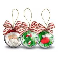 25 Bola Transparente Para Personalizar 7cm Enfeite Natal