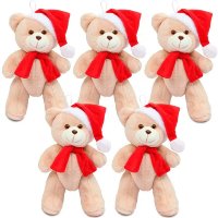 Urso de Pelúcia 15cm Decoração de Natal cor Caramelo 5 Peças