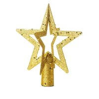 Estrela de Natal Vazada Dourada Ponteira para Arvore 20cm