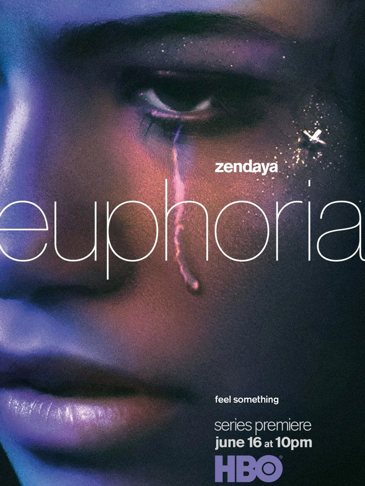 Poster da série Euphoria com rosto de uma pessoa chorando. Dicas de séries.