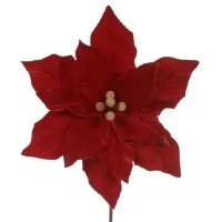 Flor bico papagaio natal aveludado vermelho 25cm florarte