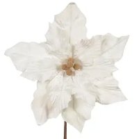 Flor bico de papagaio natal aveludado branco 30cm floarte