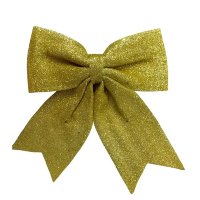 Laço Dourado Brilhante C/ Glitter de Natal 24cm