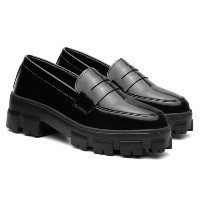 Mocassim Feminino Tratorado Blogueira Verniz - Preto