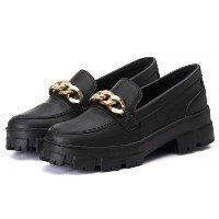 Mocassim Tratorado Casual Conforto Urbano Estilo Feminino - Preto