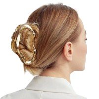 Prendedor De Cabelo Presilha Grande Irregular Metal Dourado