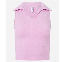 Blusa Cropped Seamless com Gola Polo Rosa