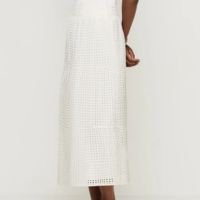 Saia Midi Off-White Dzarm Ampla Em Laise