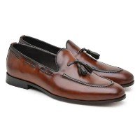 Mocassim Jacometti Masculino Couro Liso Franja Casual Macio