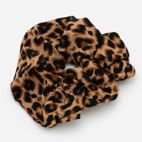 Scrunchie Grande com Estampa Animal Print Marrom