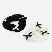 Kit 02 Scrunchies com Lacinhos Aplicados Preto/Off White