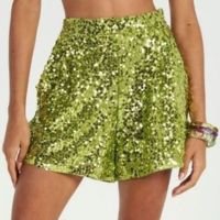 Short Colcci Cintura Alta Paetê Verde - Verde