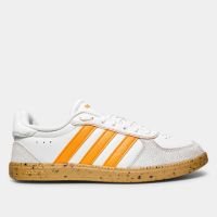 Tênis Adidas Breaknet Sleek Suede Feminino - Off White+Amarelo