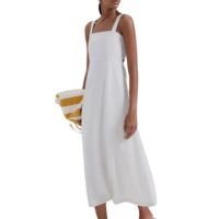 Vestido Midi Hering Evasê Alças Médias Linho Off White - Off White